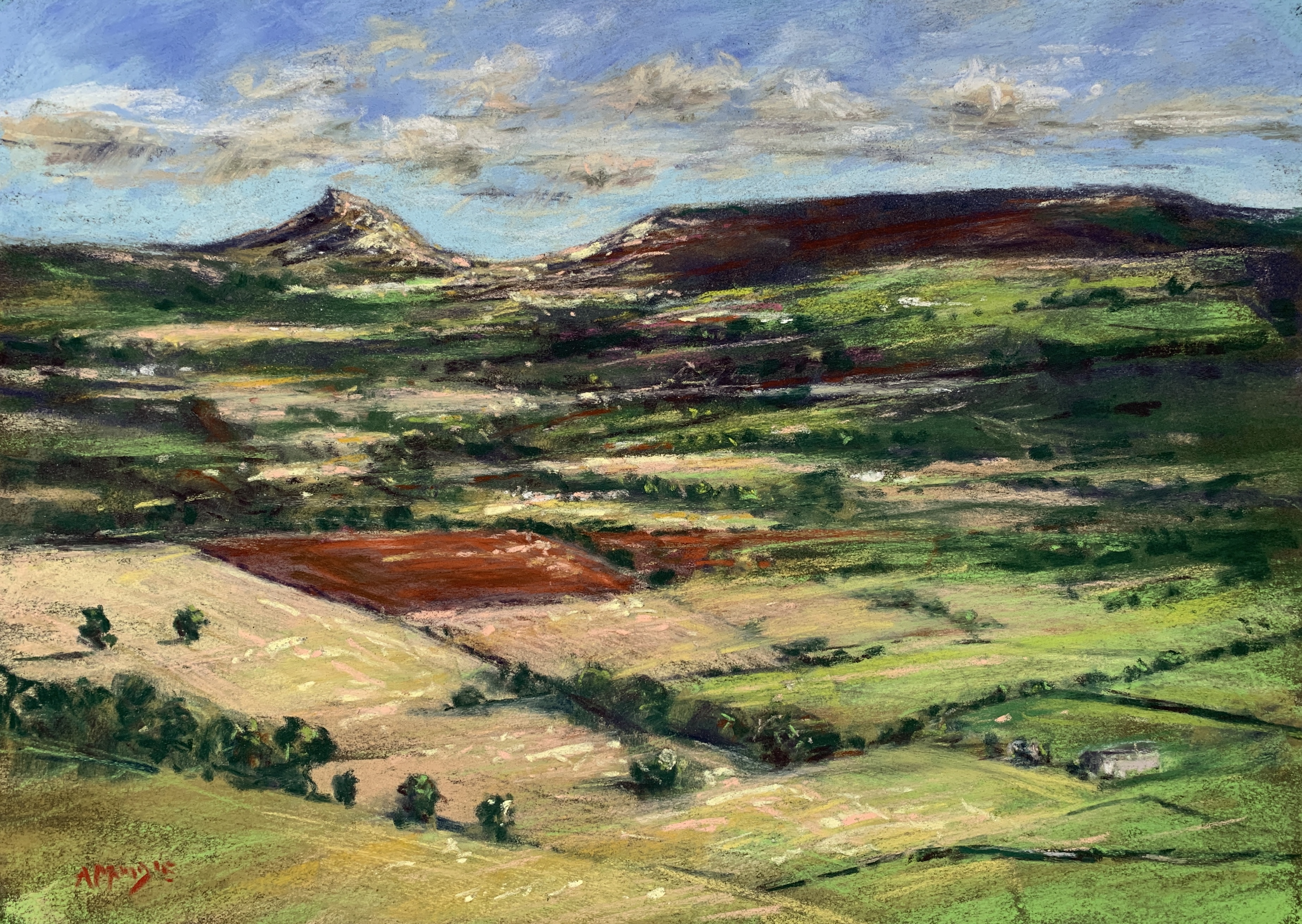 Roseberry Topping From Clay Bank (pastel, mounted)
