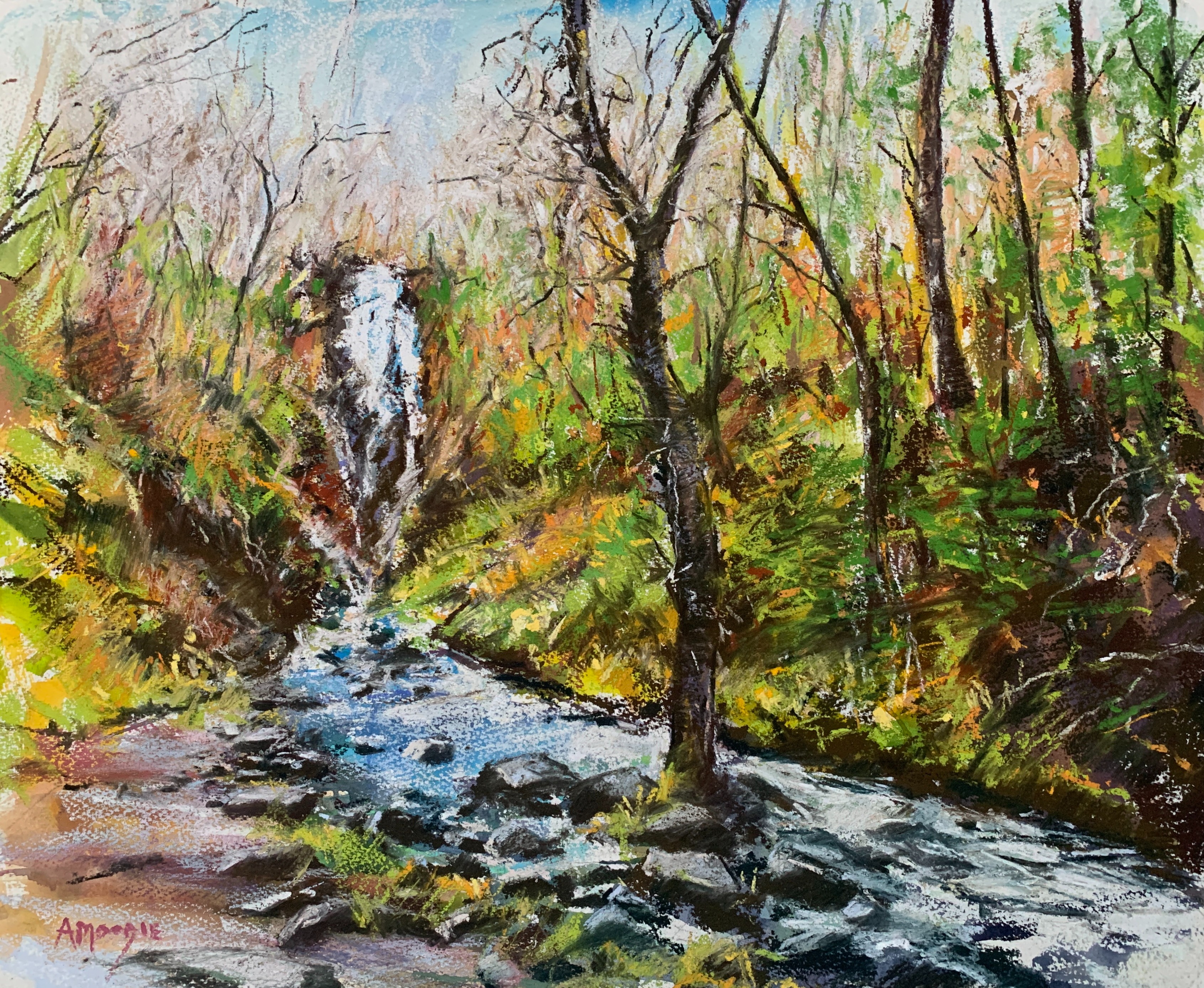 Waterfall Trail (Mixed media, mounted)