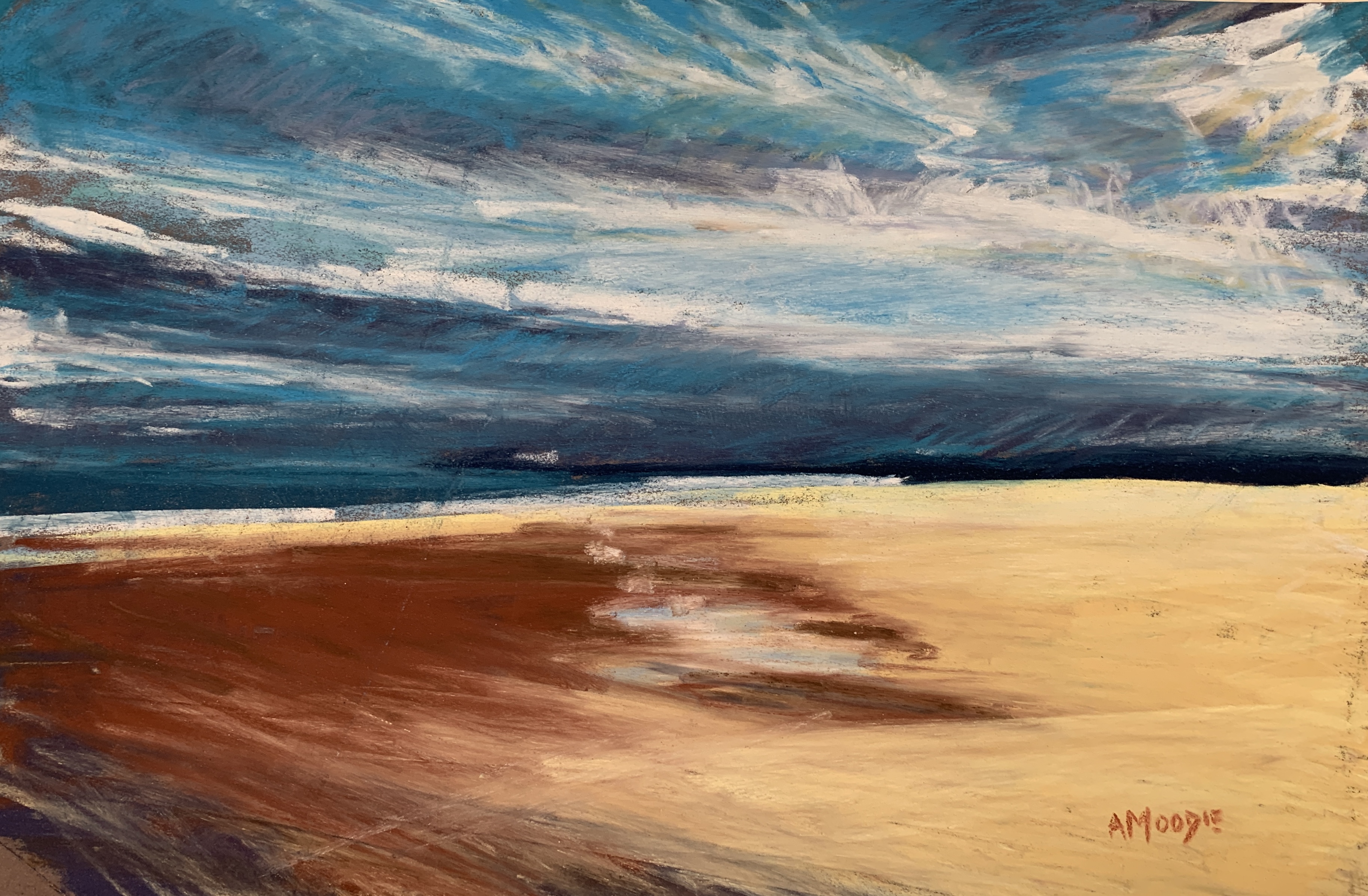 Swept Sands, Bamburgh (pastel, mounted)