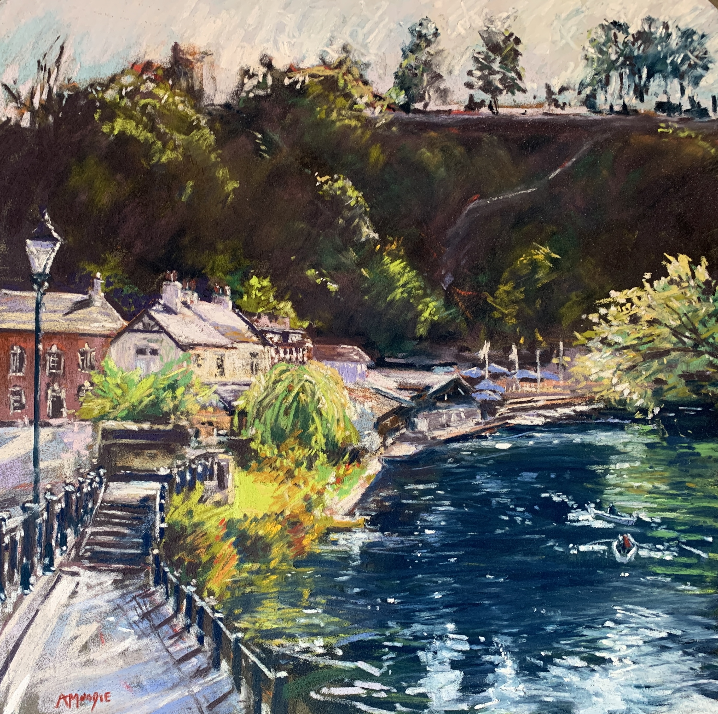 Waterside, Knaresborough (pastel, mounted)