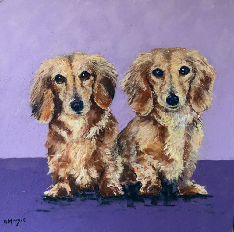 Midge and Twiglet (pastel, framed)