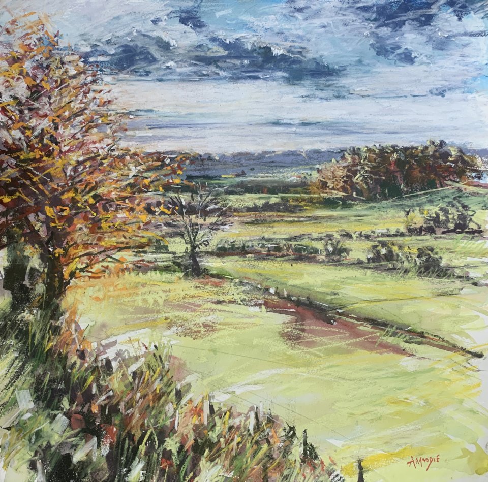 Ribble View, Ribble Valley (mixed media, mounted)