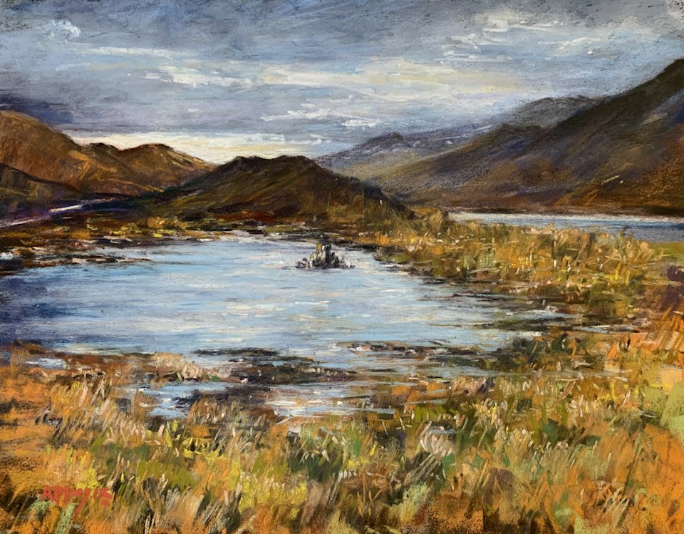 Beside Loch Cluanie, Highlands (pastel, mounted)