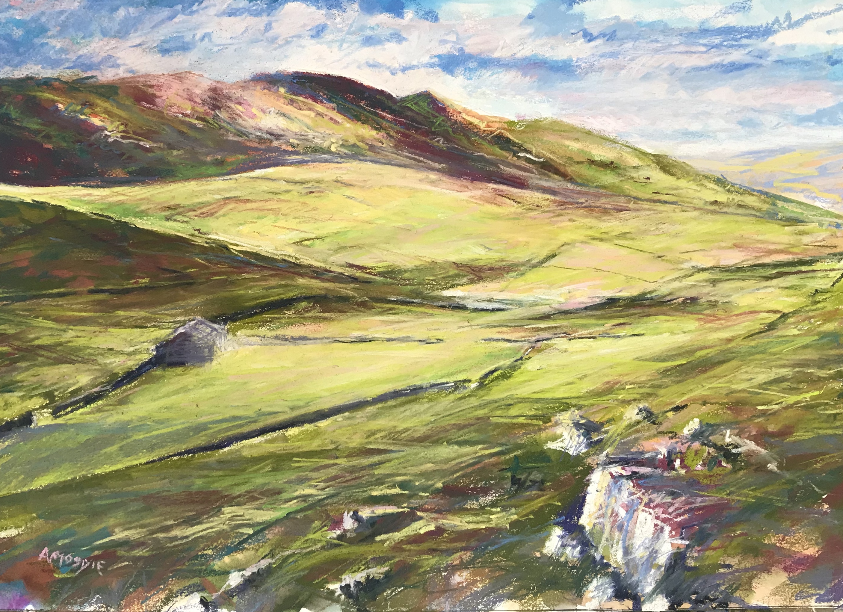 Limestone Valley (mixed media, mounted)