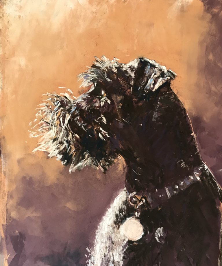 Max the Schnauzer (in pastel) (pastel, mounted)
