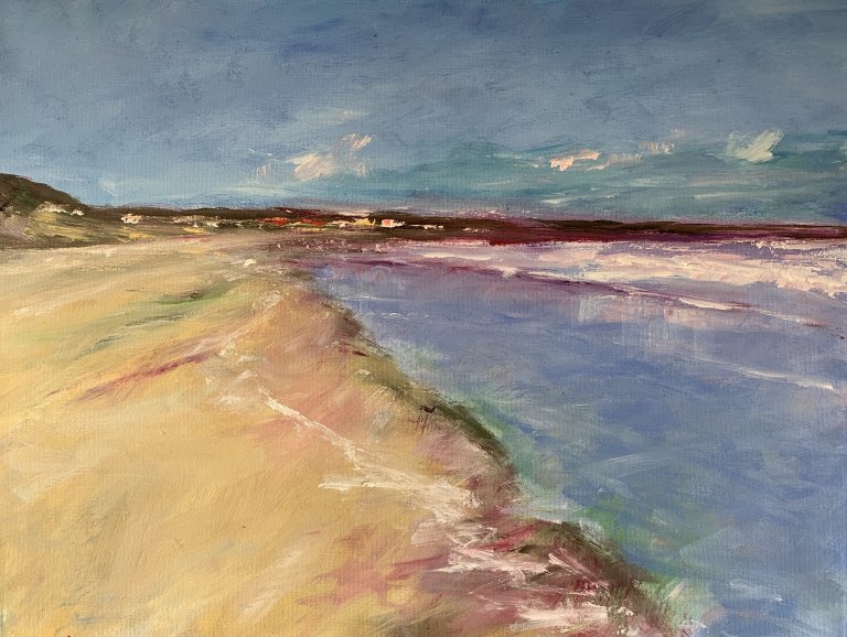 Filey Sands (oil on canvas)