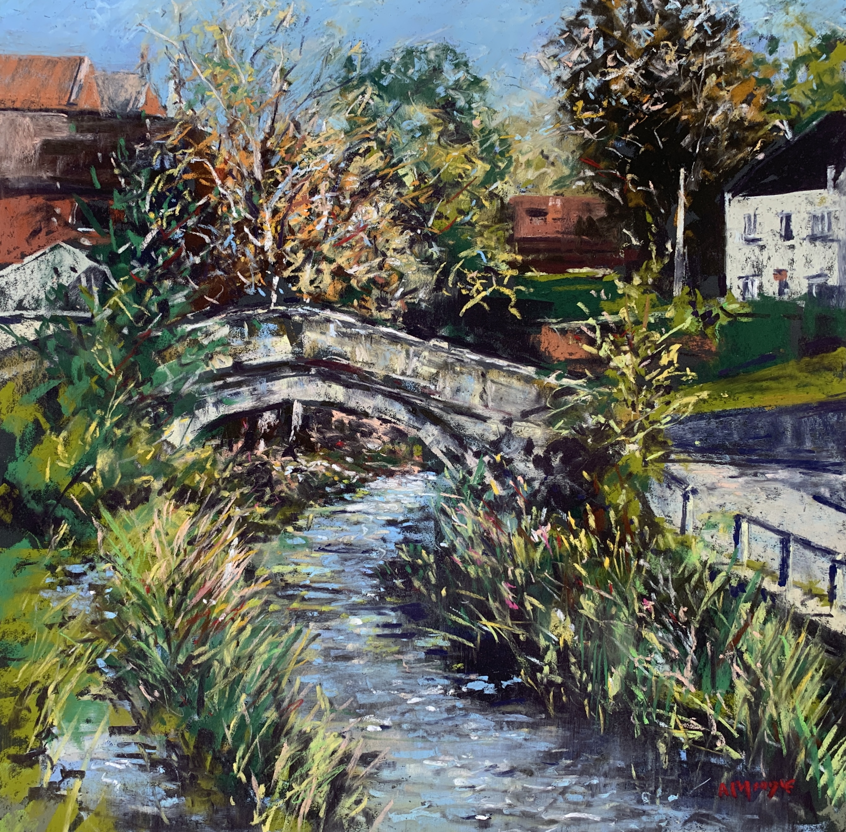 Packhorse Bridge, Stokesley (pastel, mounted)