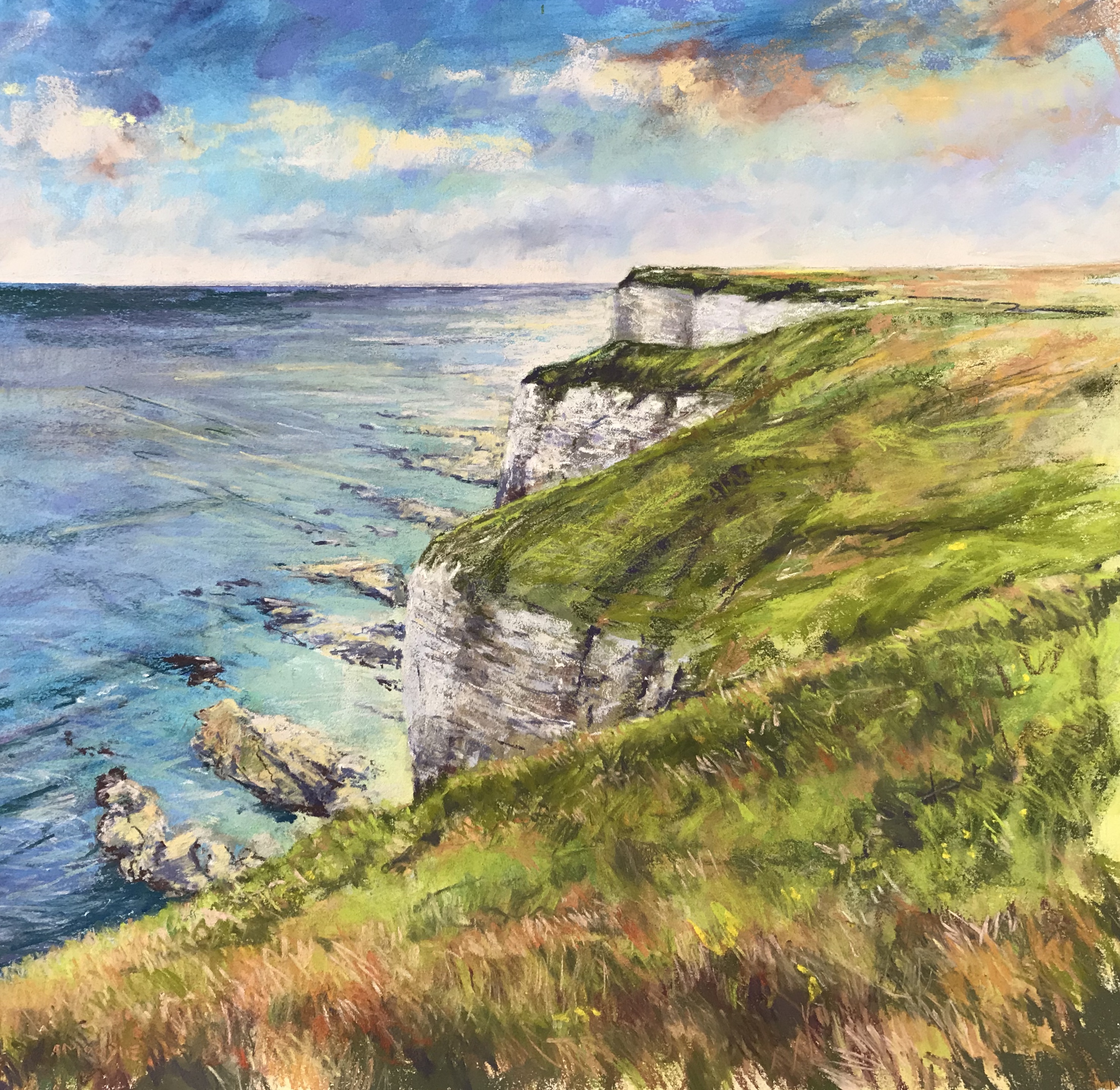 Light Over Flamborough (mixed media, mounted)