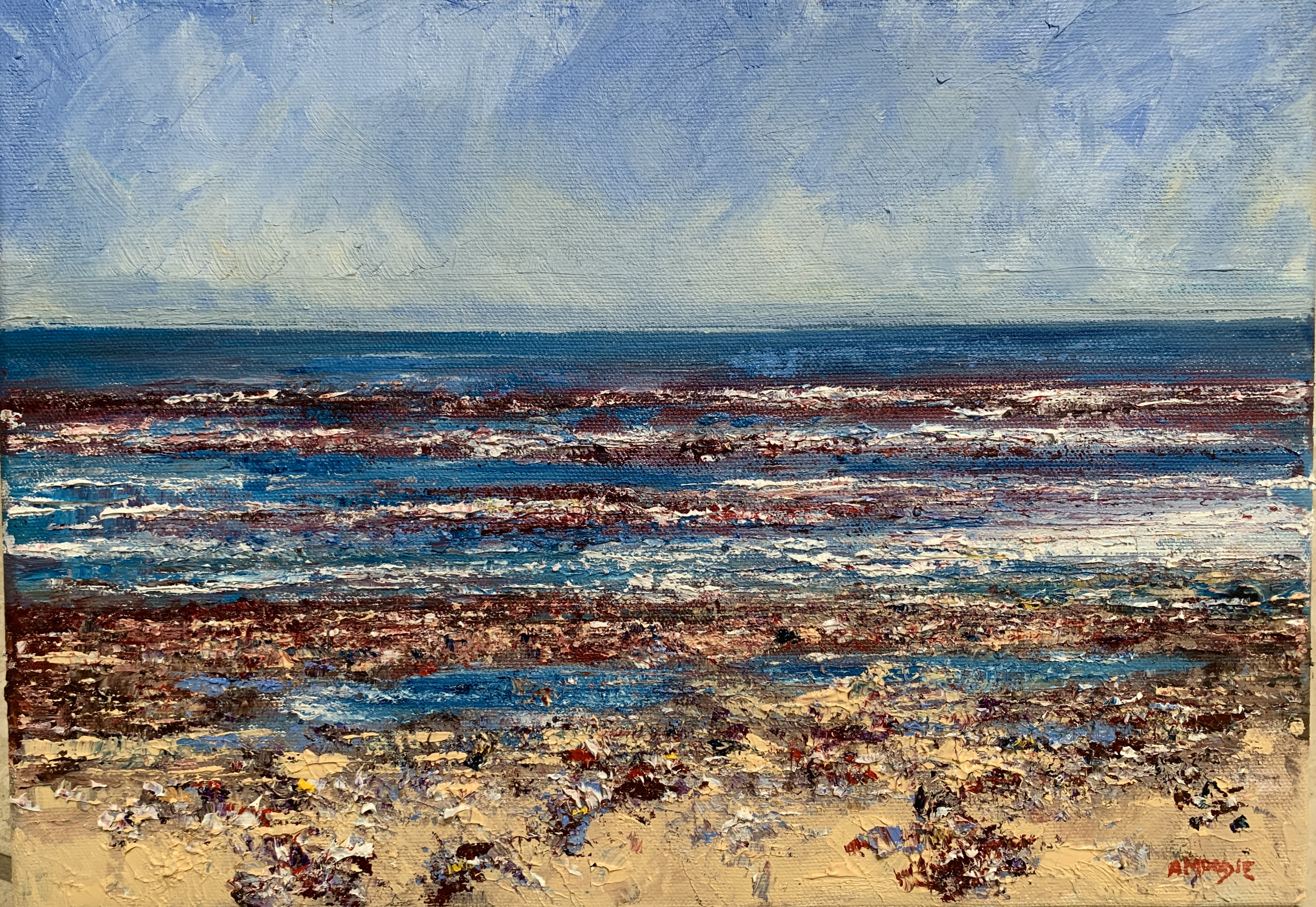 Seaside pebbles, Saltburn (oil on canvas)