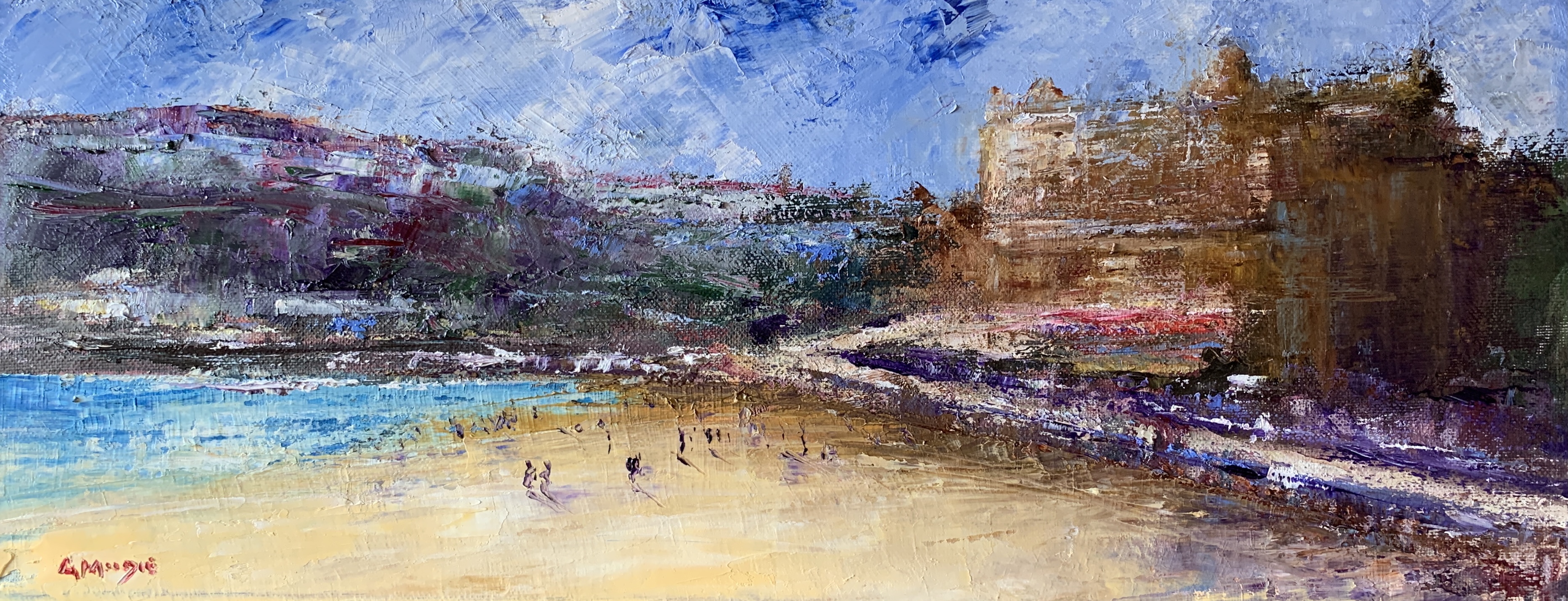 The Grand Hotel Scarborough at Dusk (oil on canvas)