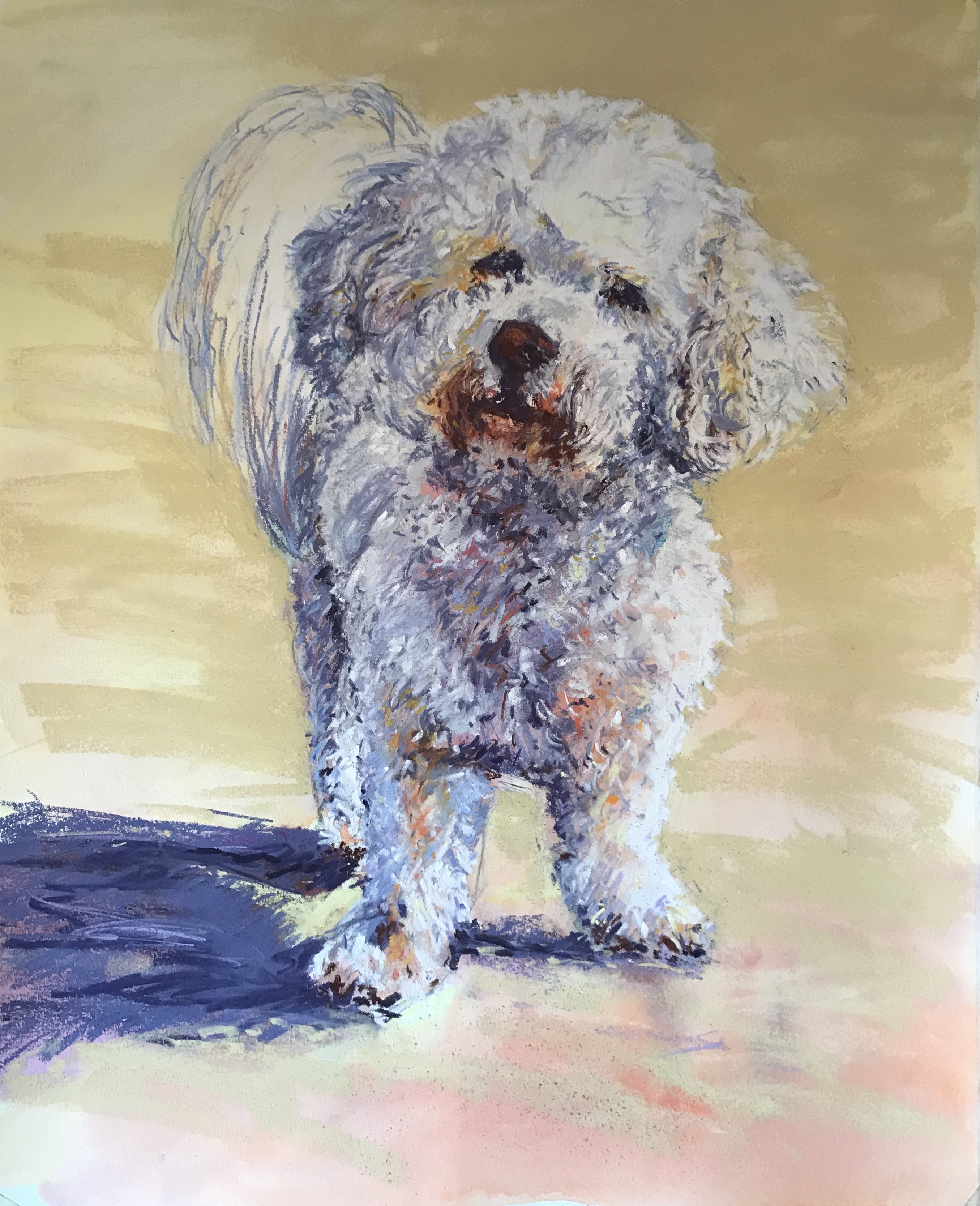 Ella on the Beach (mixed media, framed)