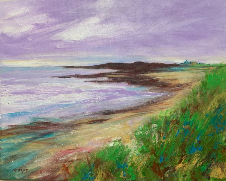 Morning Calm, Beadnell (acrylic on canvas)