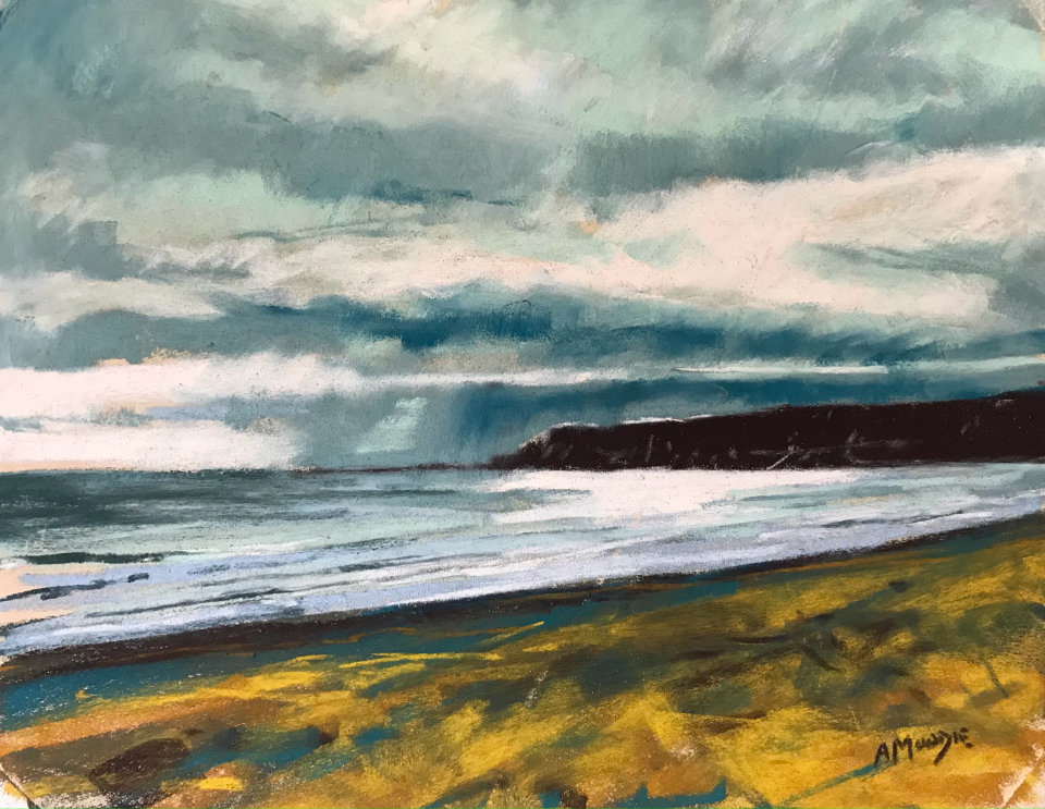 Evening Beach (Filey) (pastel, mounted)