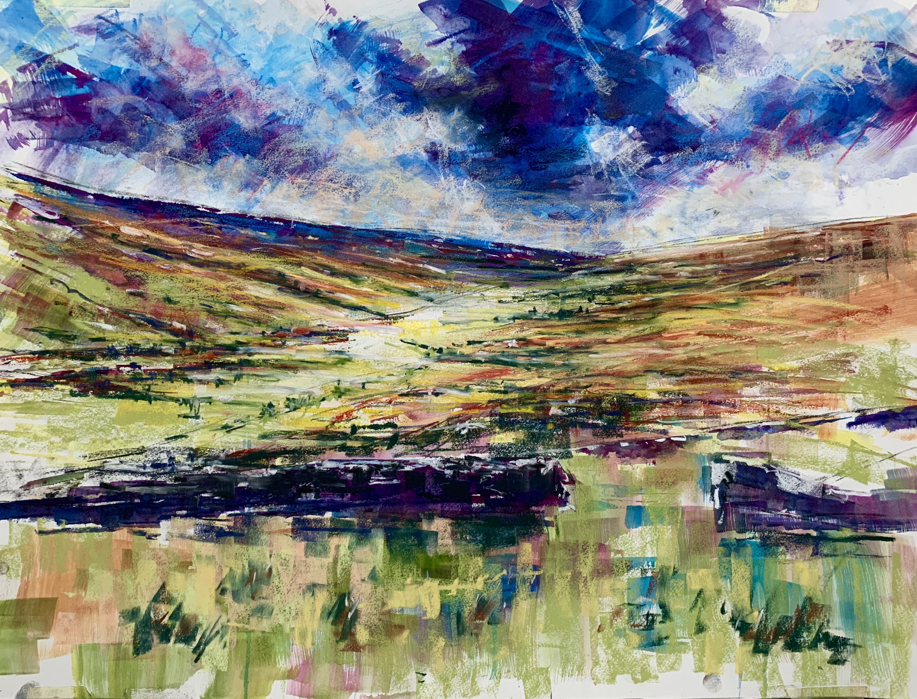 Swale Valley (mixed media, mounted)