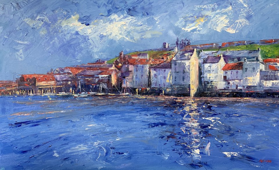 Harbour Light Whitby (oil on canvas)