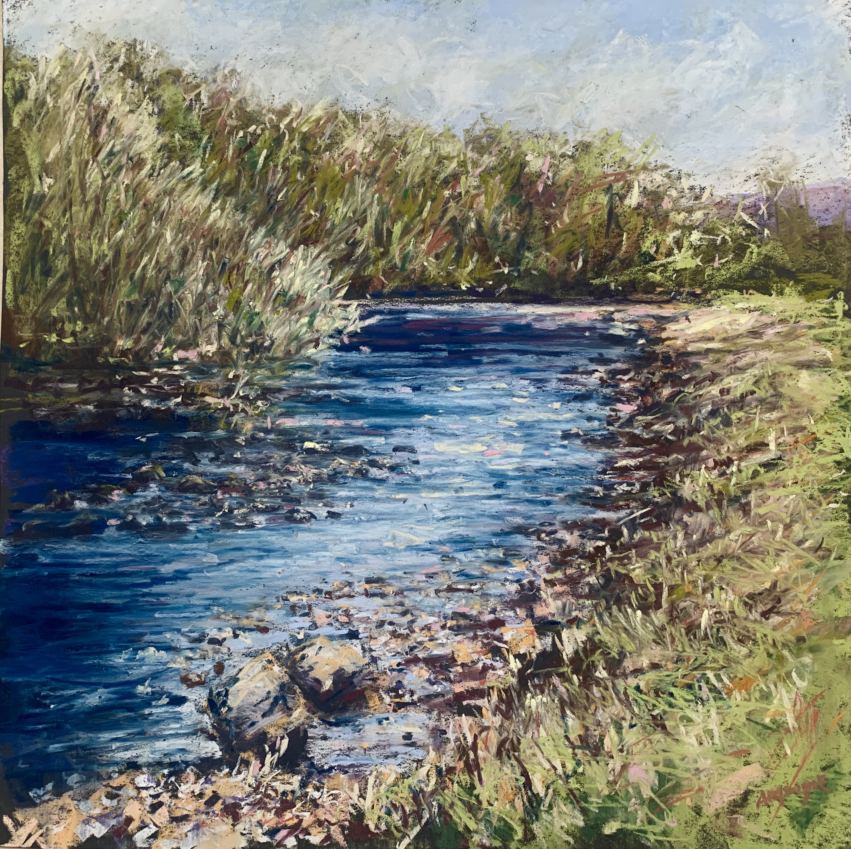 River Near Bolton Abbey (pastel, mounted)