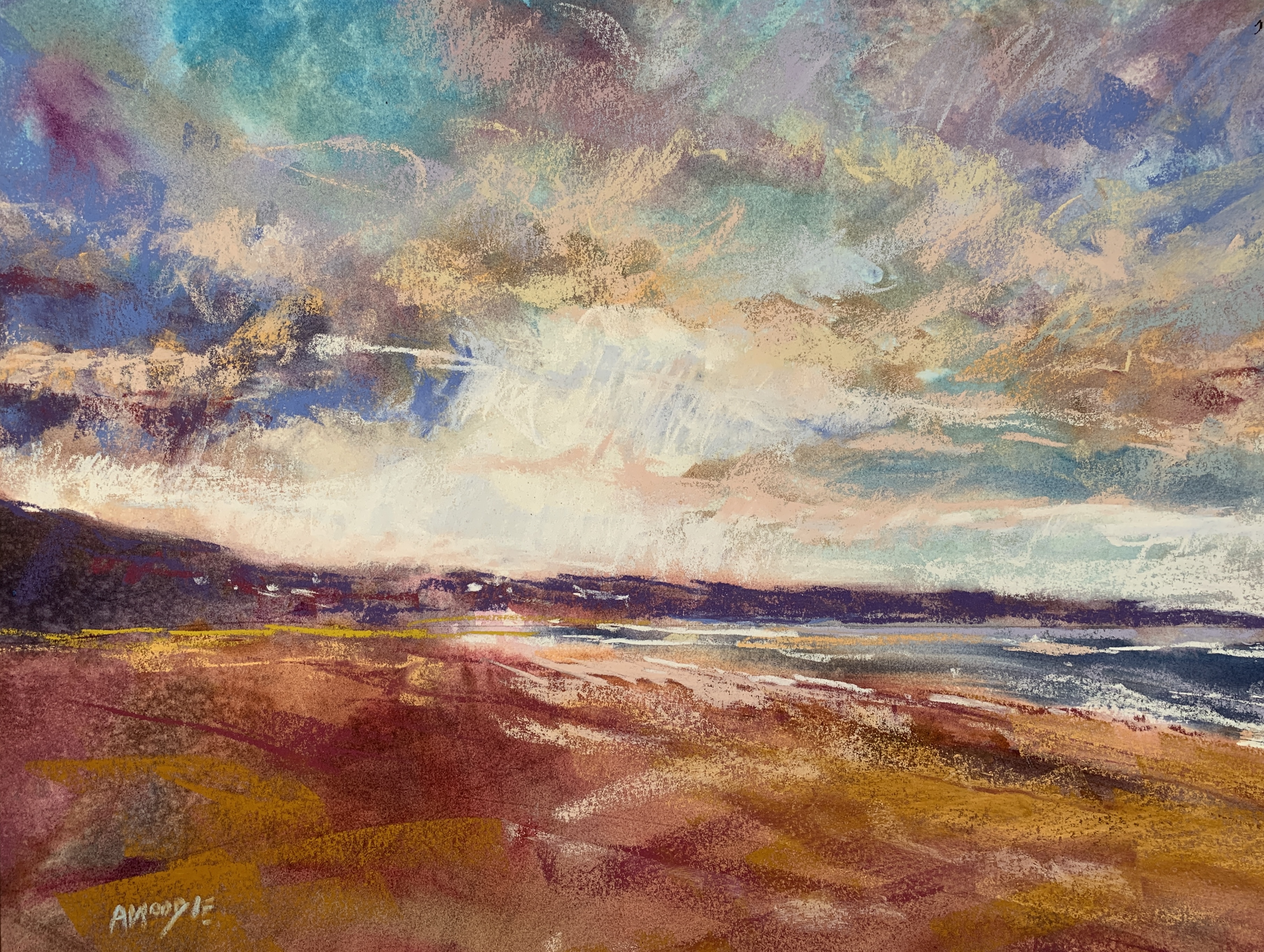 Red Beach (mixed media, mounted)