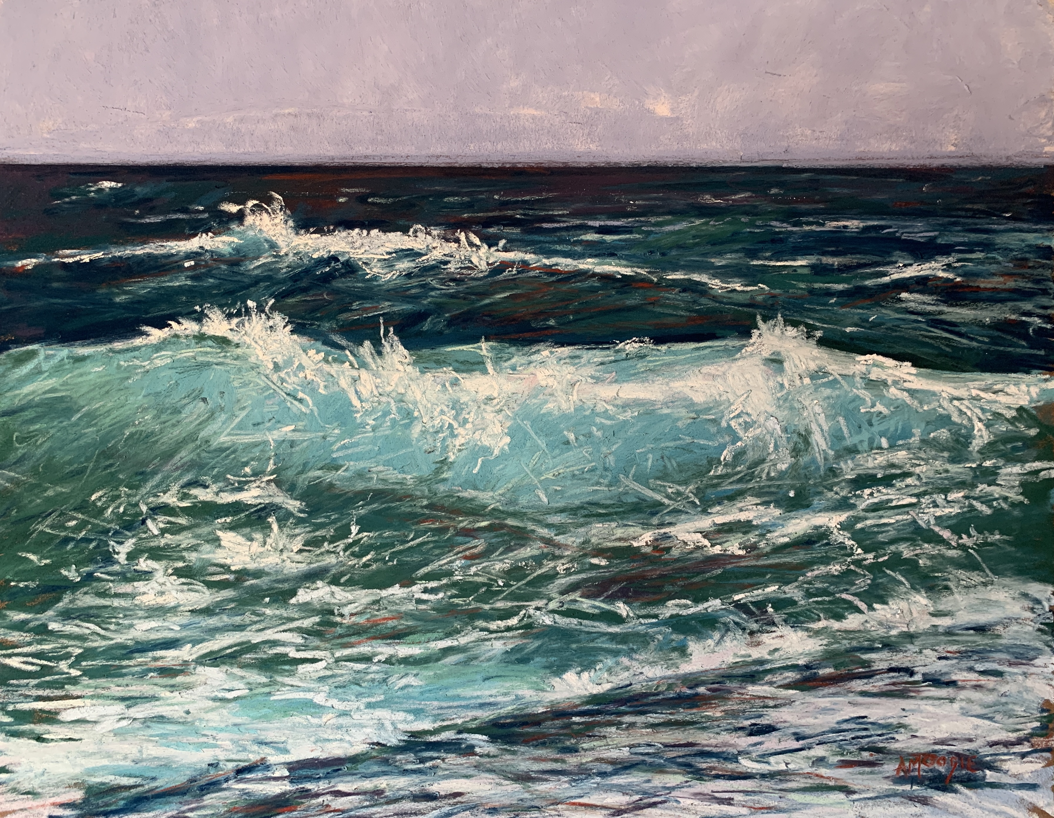Crashing Wave (pastel, mounted)