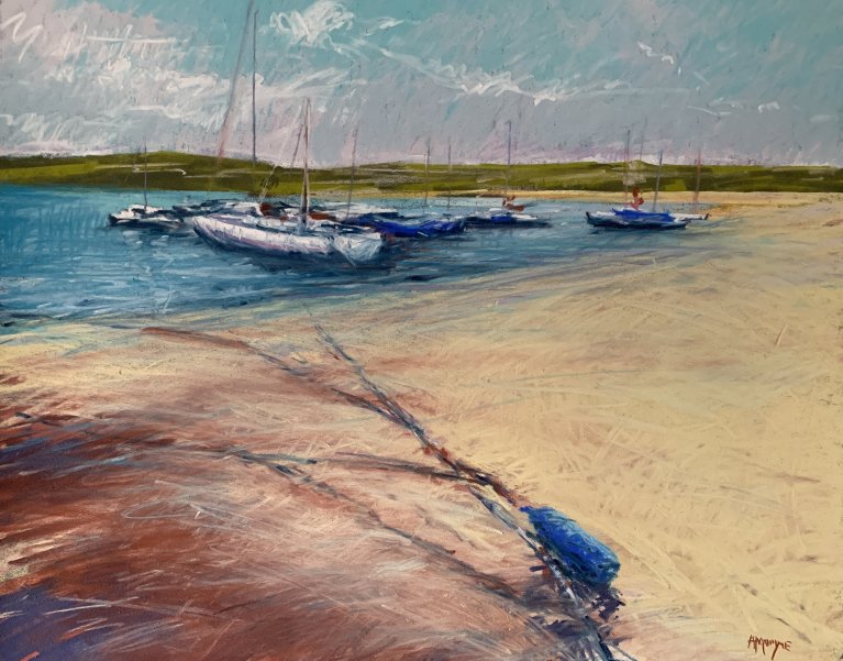 Morning Rest, Beadnell (pastel, mounted)