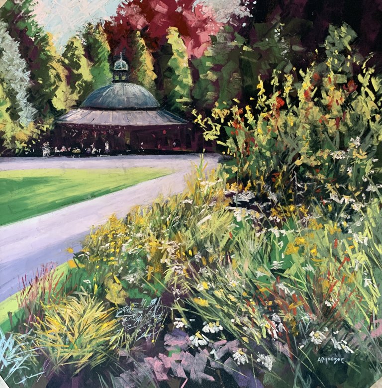 Sunshine in the Gardens (pastel, mounted)