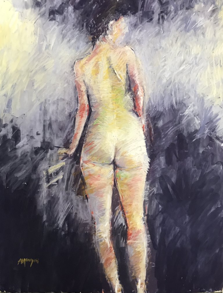 Girl and Chair (pastel, mounted)
