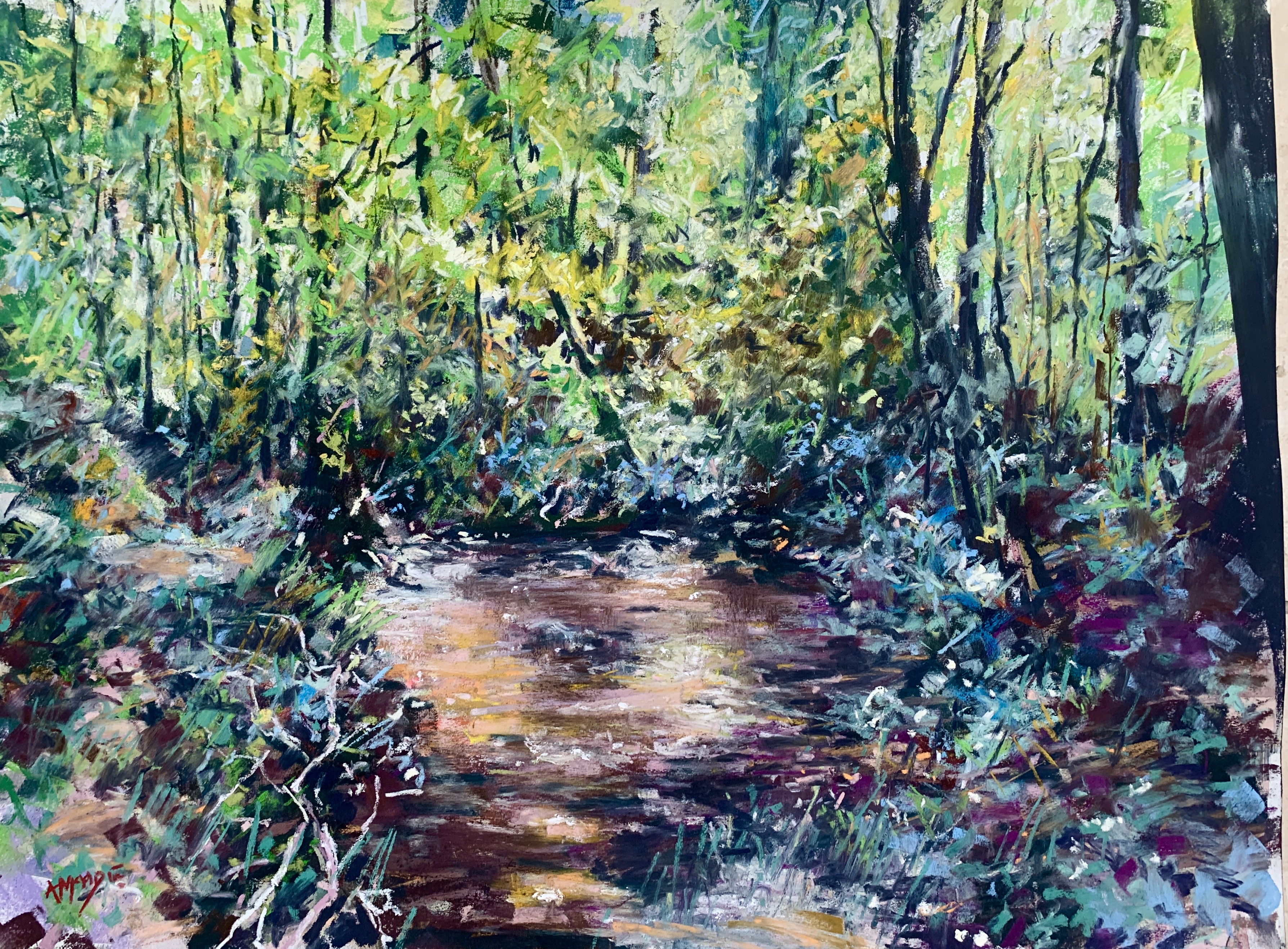 Secret Glade (mixed media, mounted)