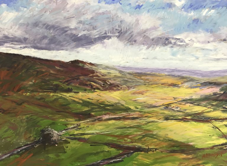 Distant Fells (Yorkshire Dales) (pastel, mounted)