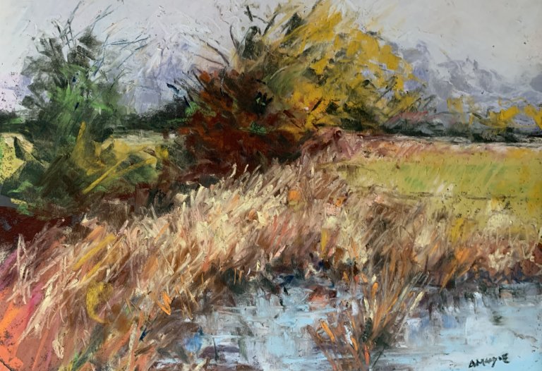 Marsh Pond (pastel, mounted)