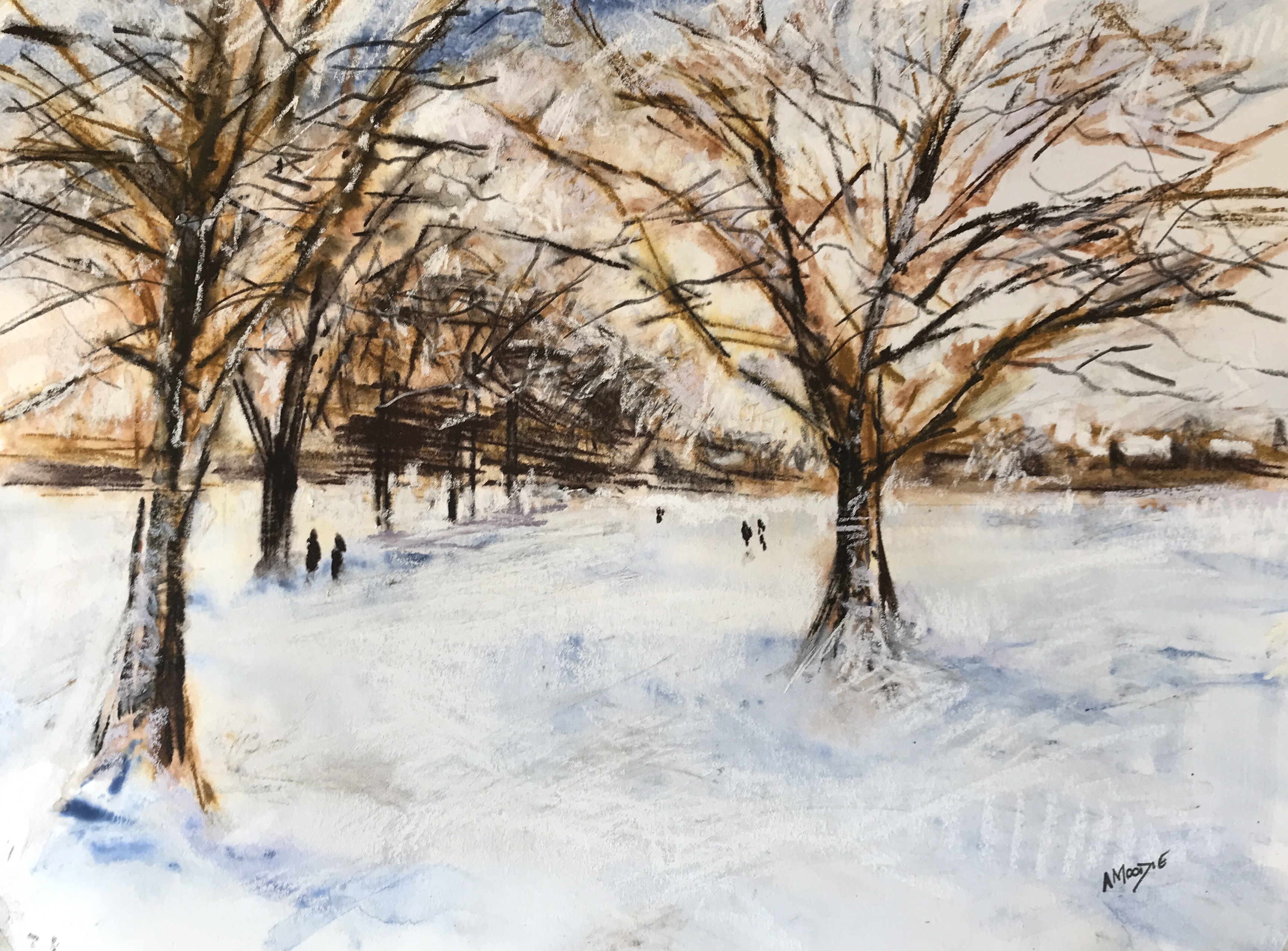 Snow Scene = 3 (mixed media, mounted)
