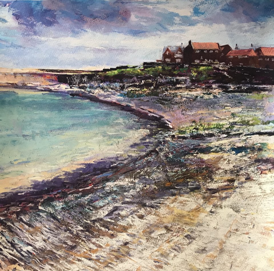 Craster Harbour (mixed media, mounted)