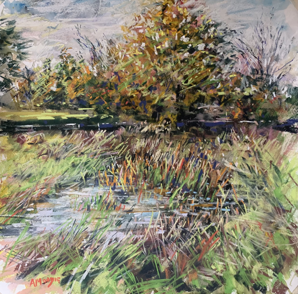 Autumnal Pond (mixed media, mounted)