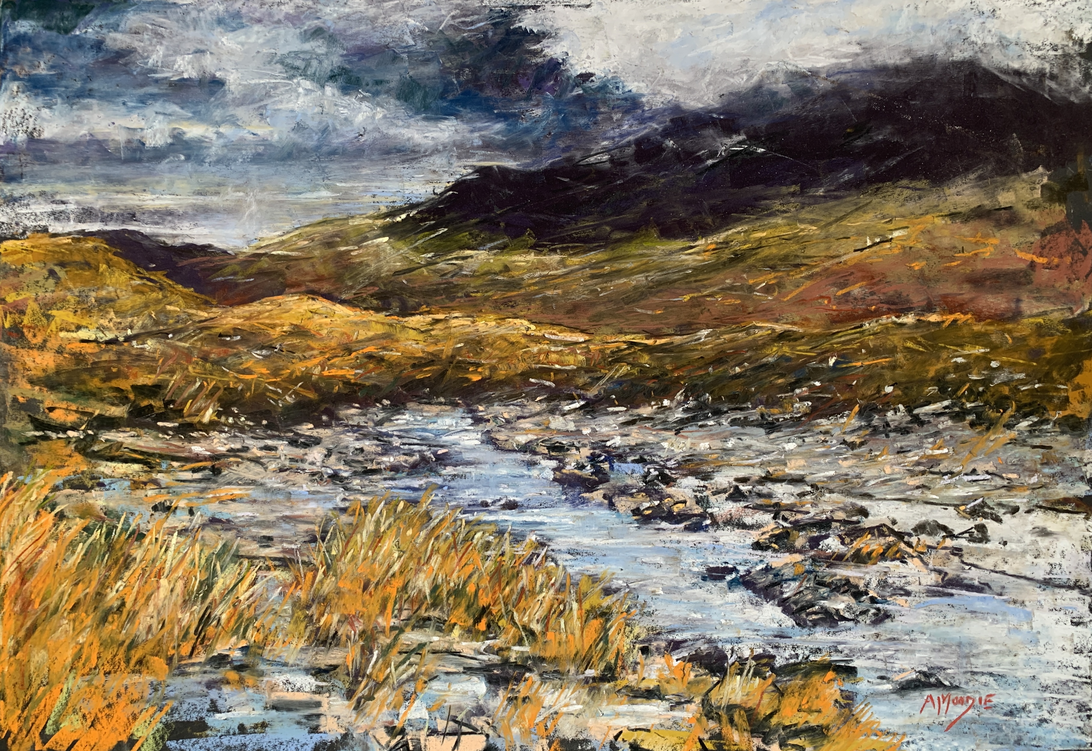 River Sligachan, Isle of Skye (pastel, mounted)