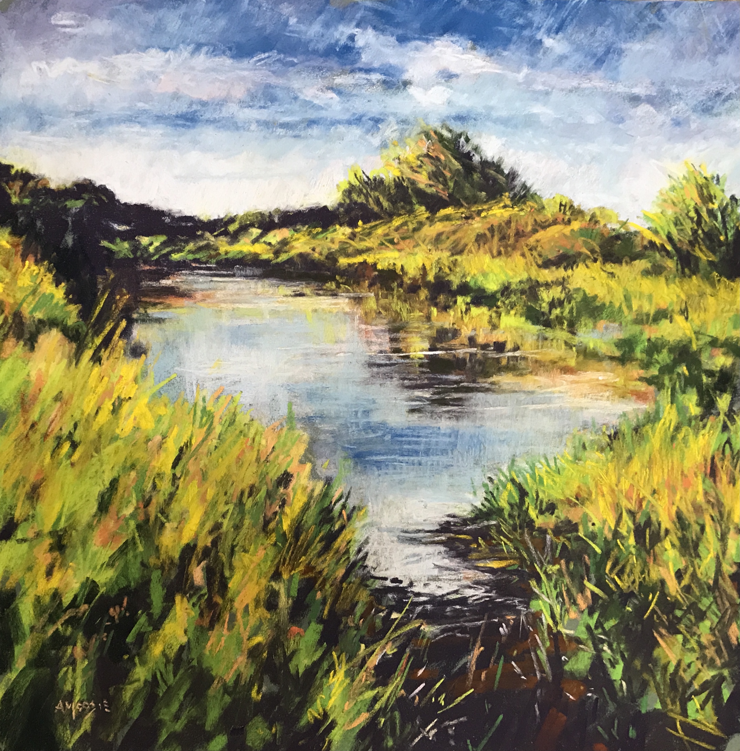 Seaside Pond (pastel, mounted)