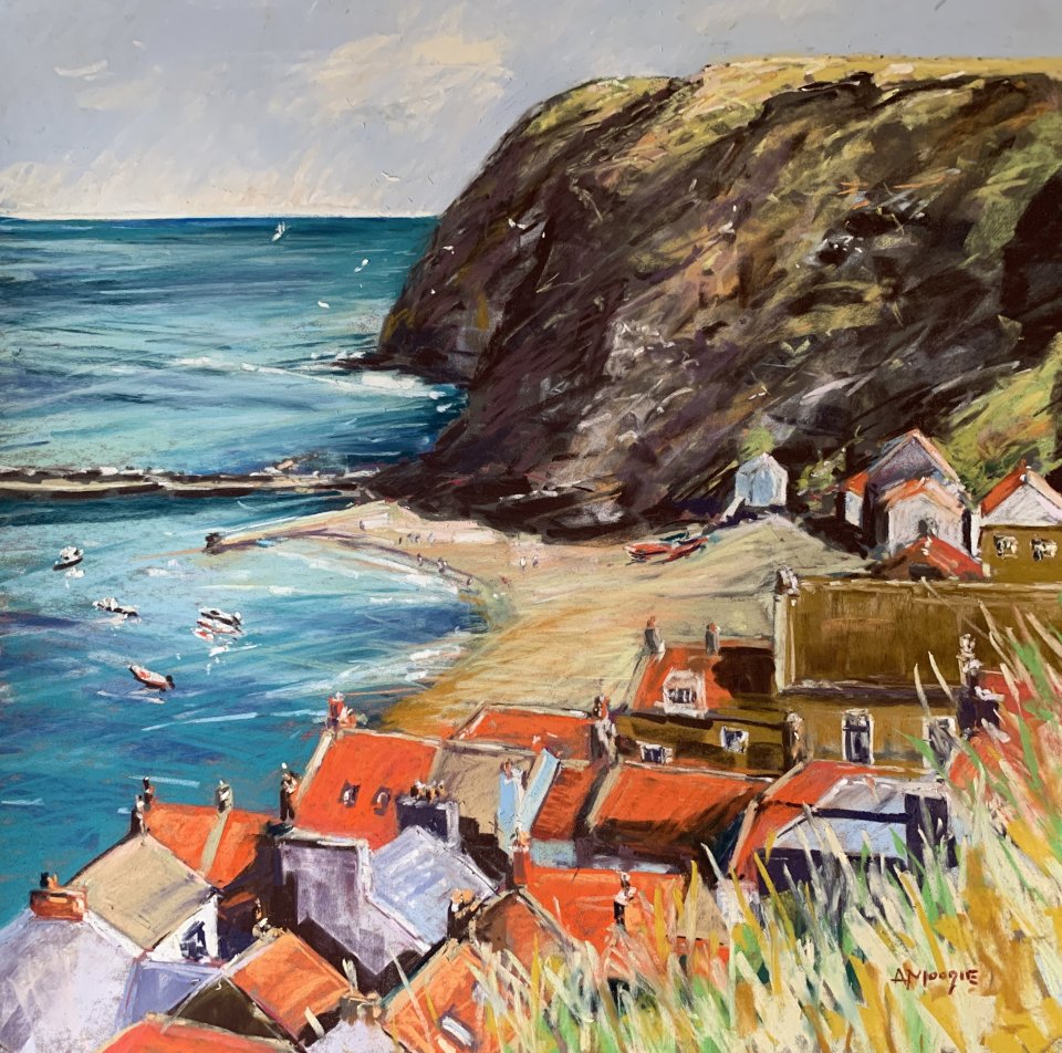 Staithes Summer (pastel, mounted)