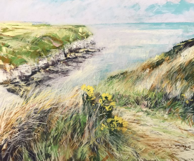 Clifftop Grasses (pastel, mounted)