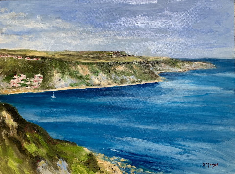 Runswick Bay from Kettleness (oil on board, framed)