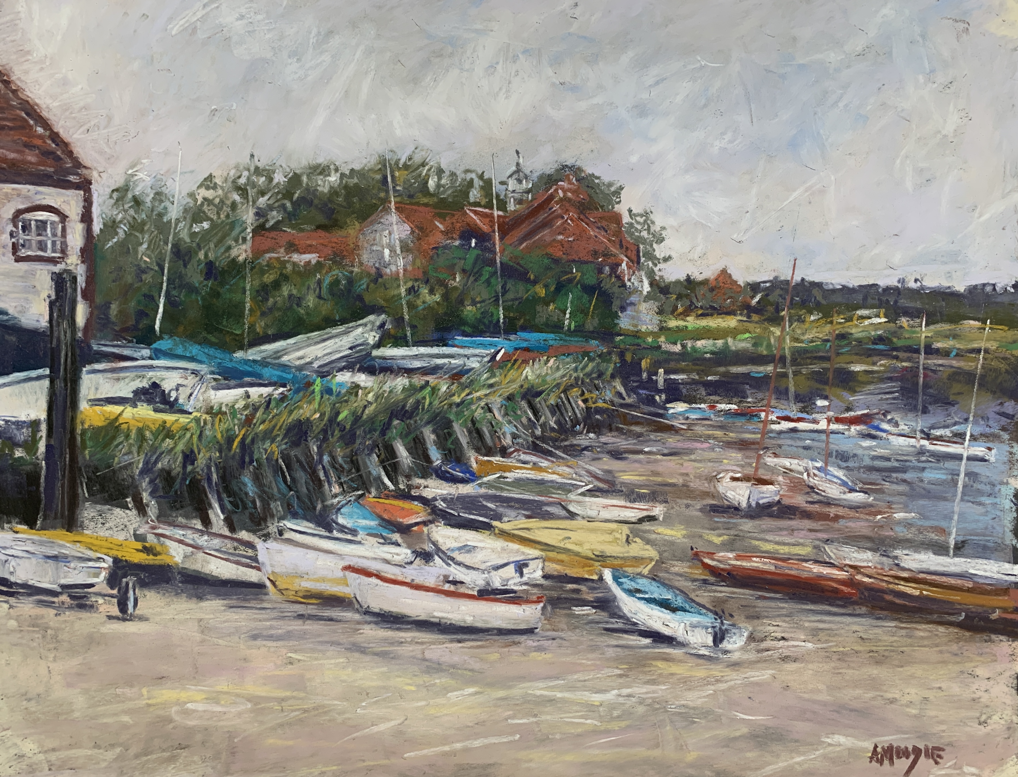 Burnham Overy Staithe (pastel, mounted)