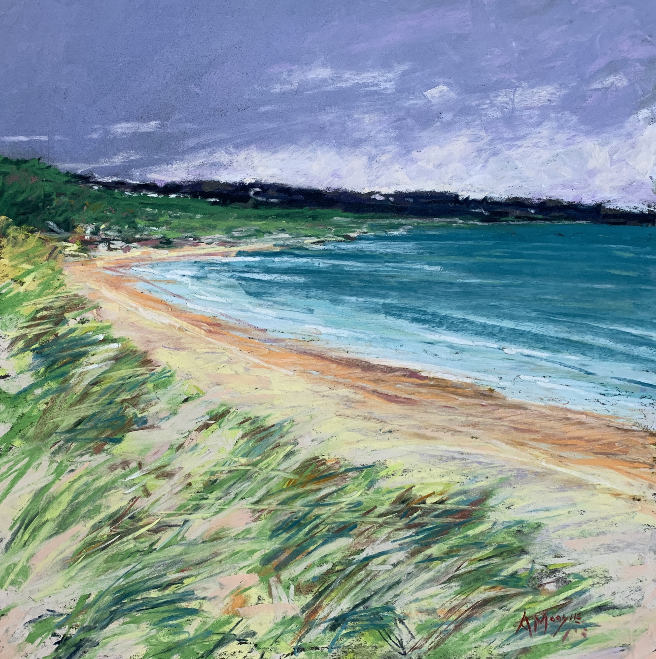 Blustery Sands, Warkworth (pastel, mounted)