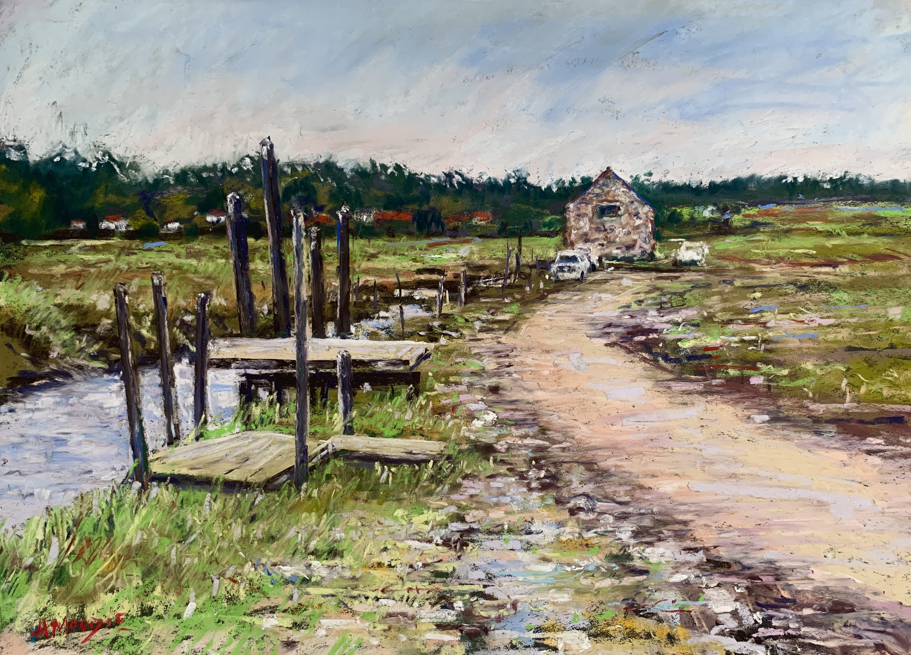 Thornham Marshes (pastel, mounted)