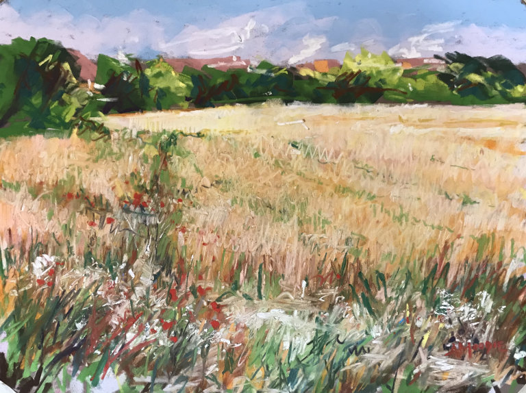 Poppies and Wheat (pastel, mounted)