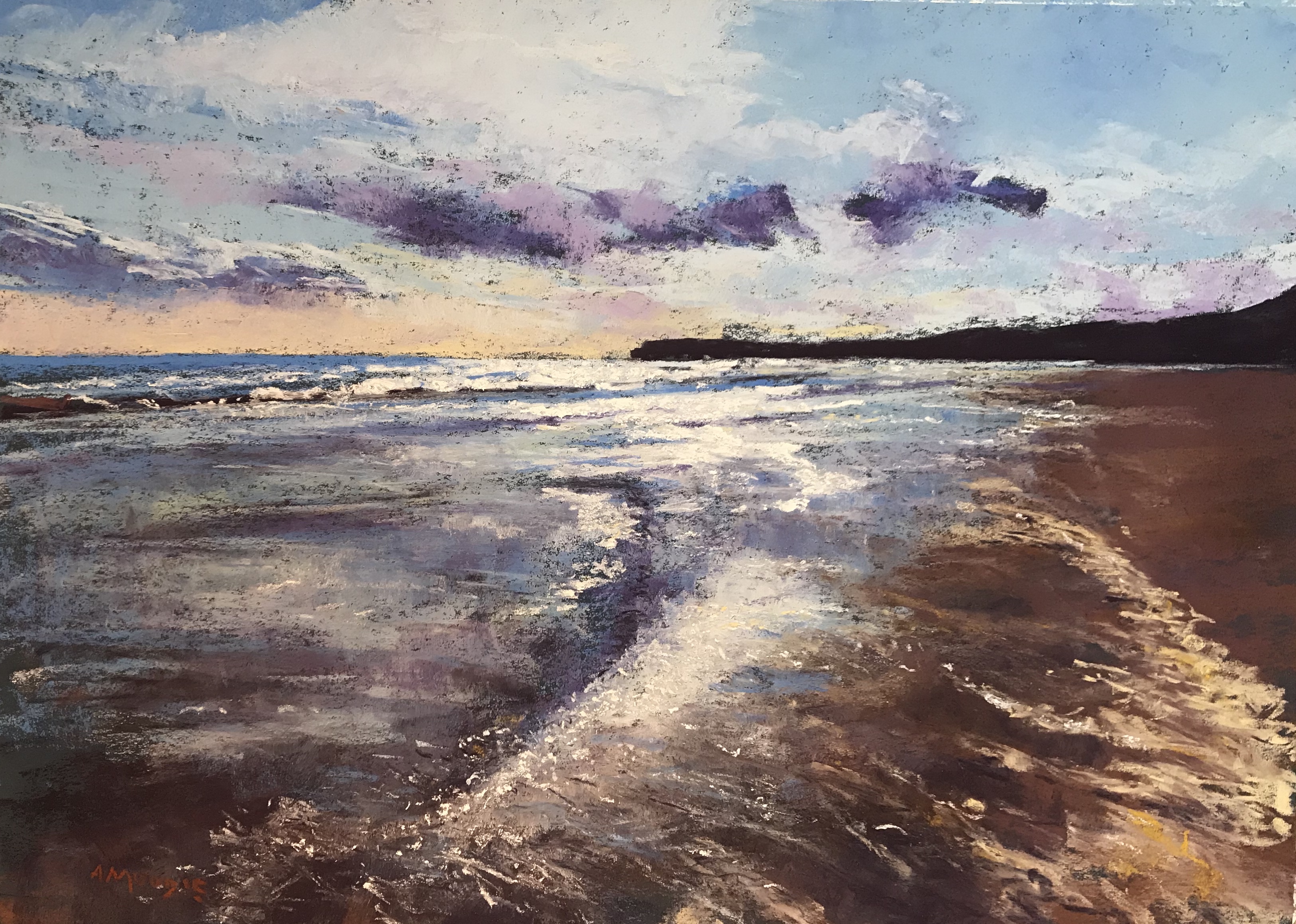 Evening Light, Filey (pastel, framed)