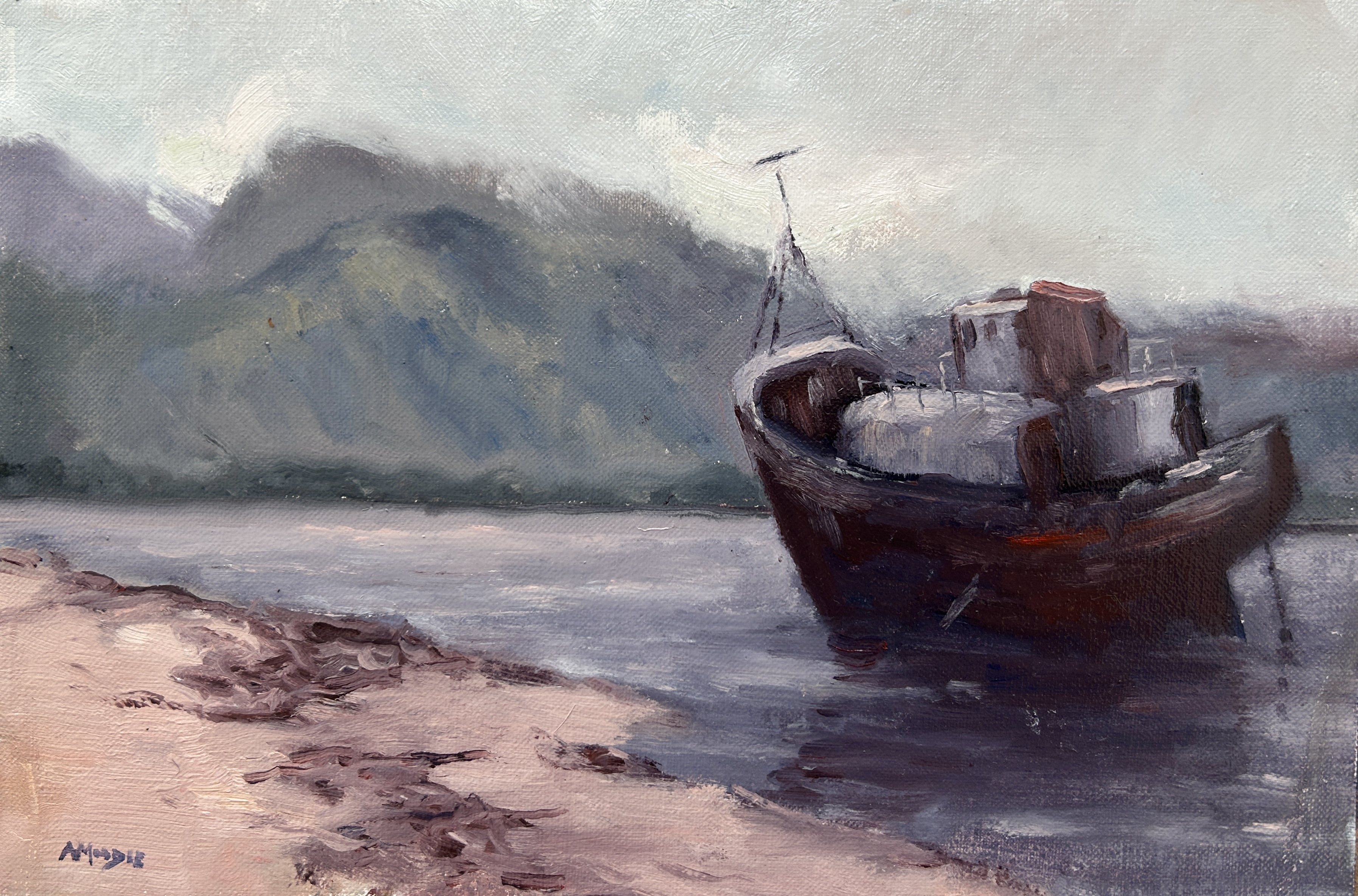 Adrift Corpach (oil, framed)