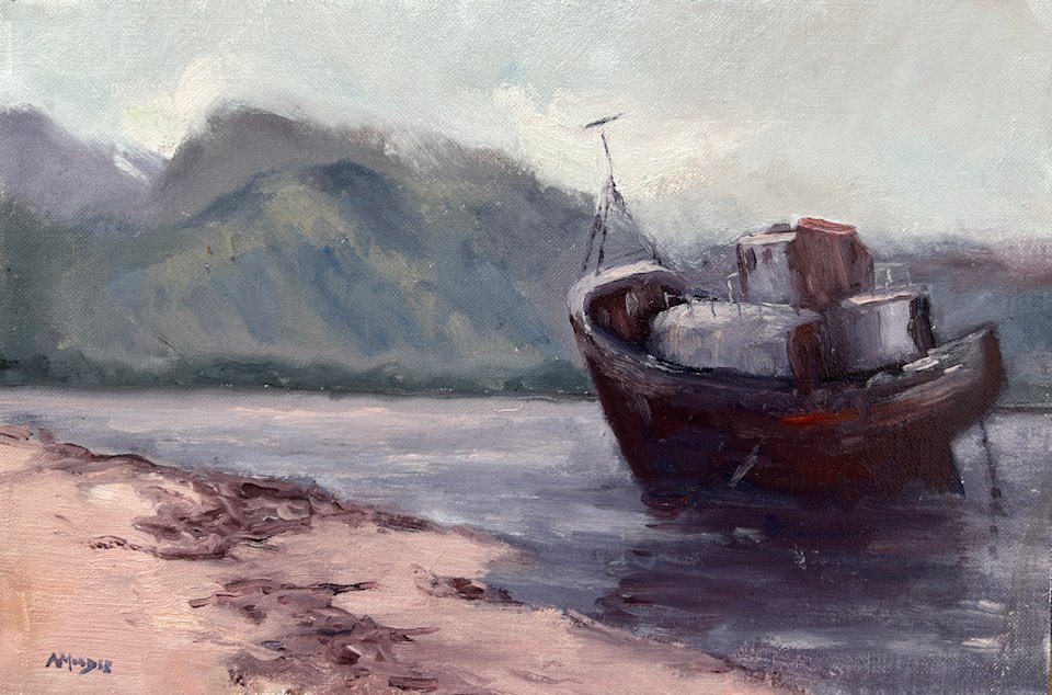 Adrift Corpach (oil, framed)