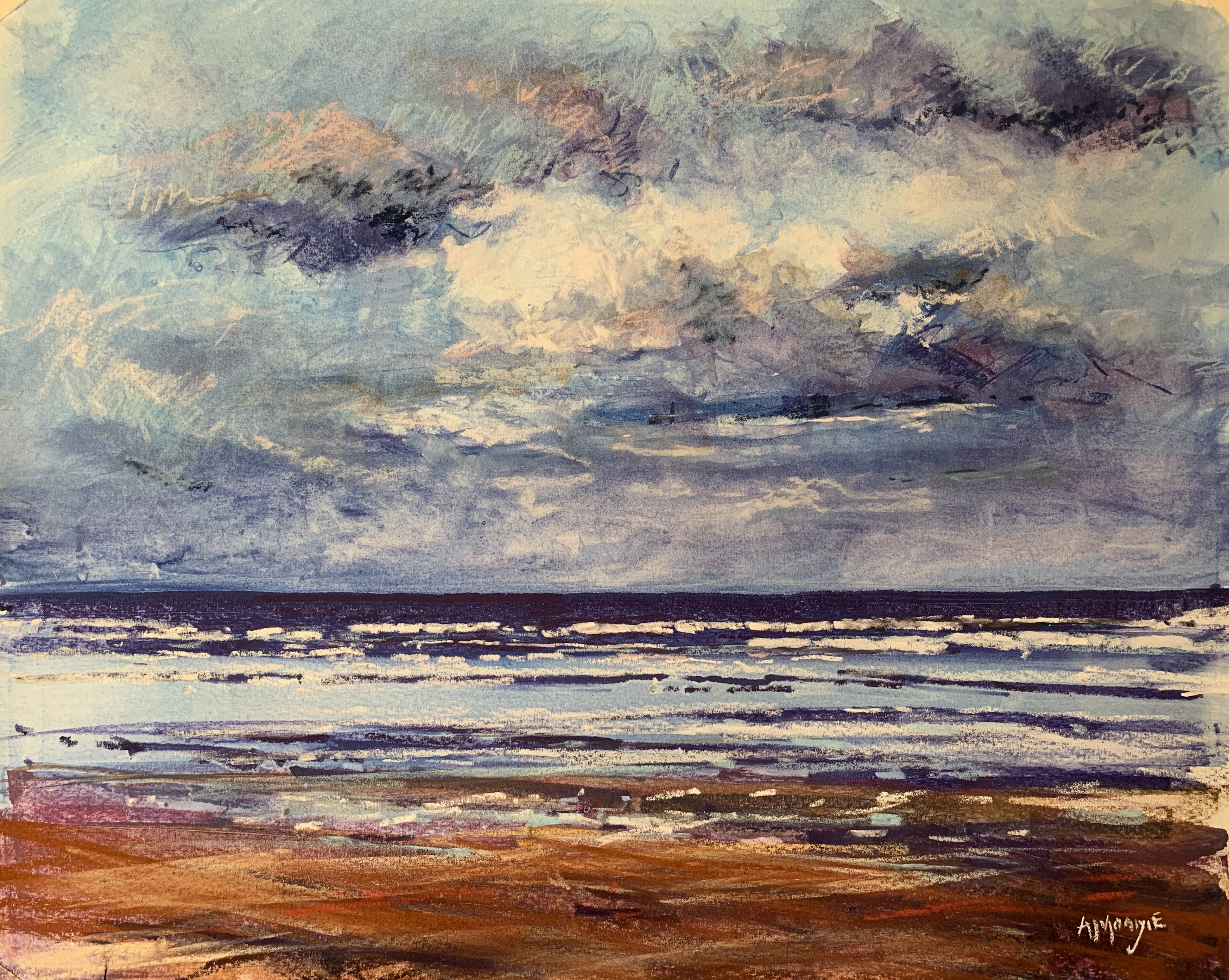 Distant Sky (mixed media, mounted)