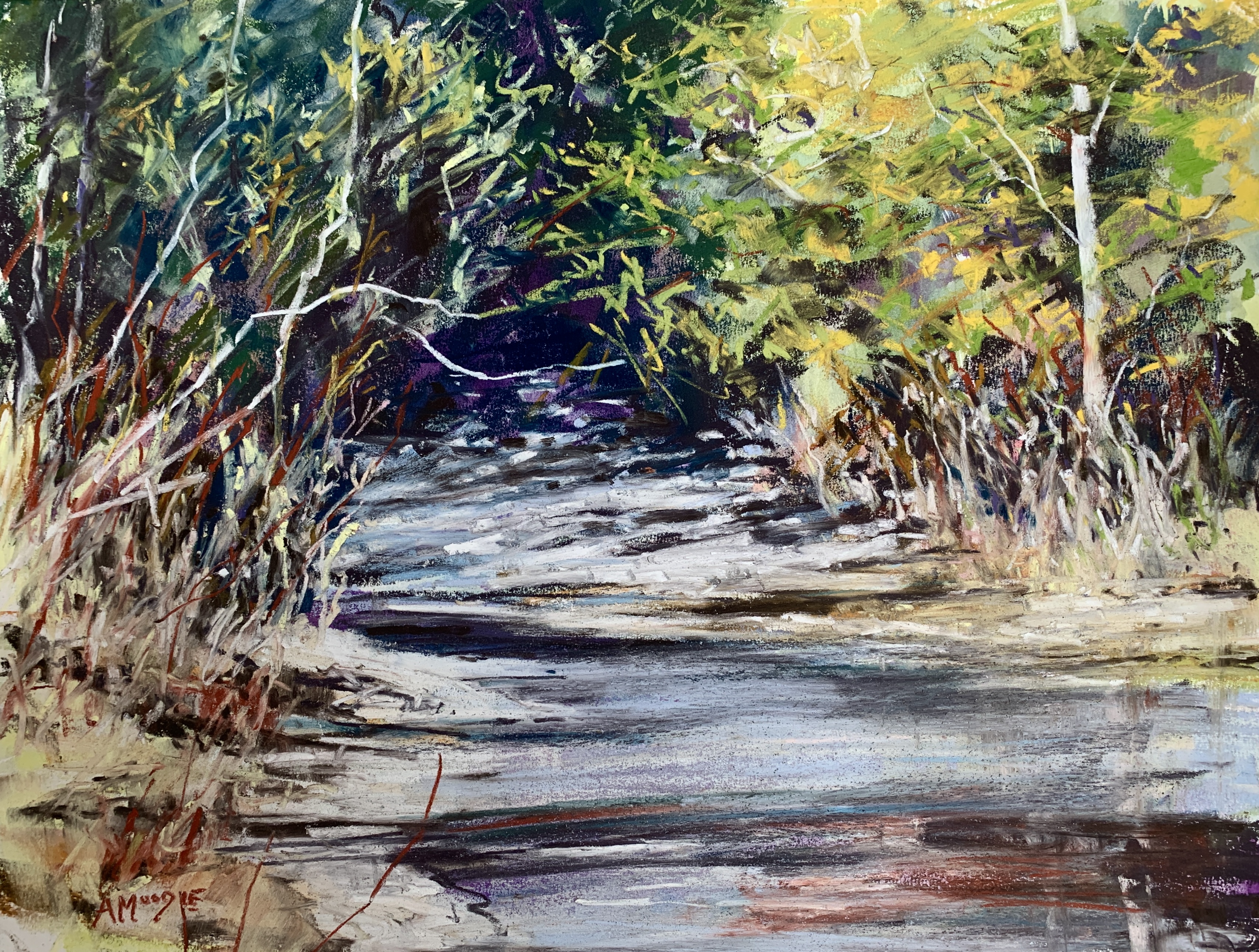Ice River (mixed media, mounted)