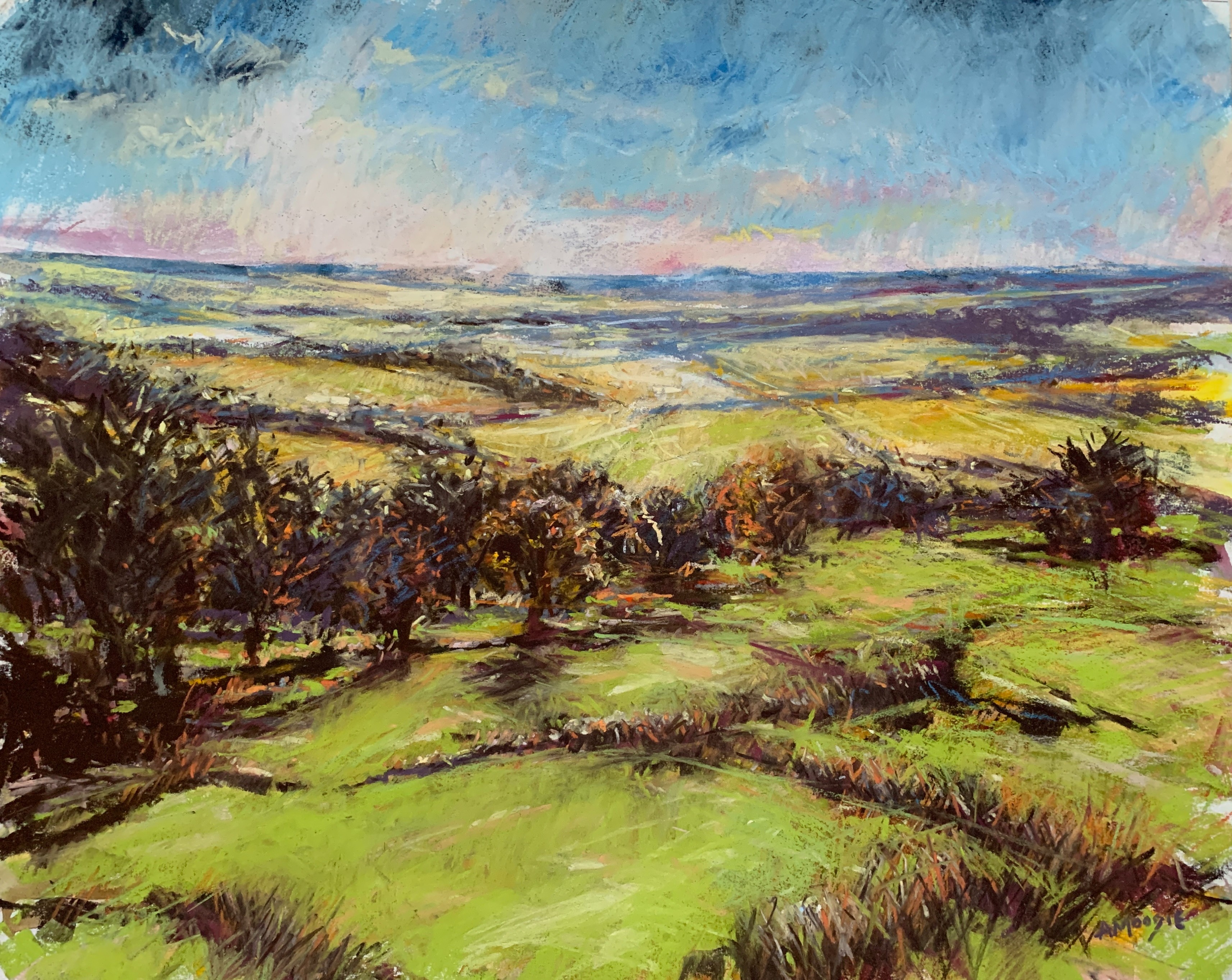 Rolling Light (mixed media, mounted)