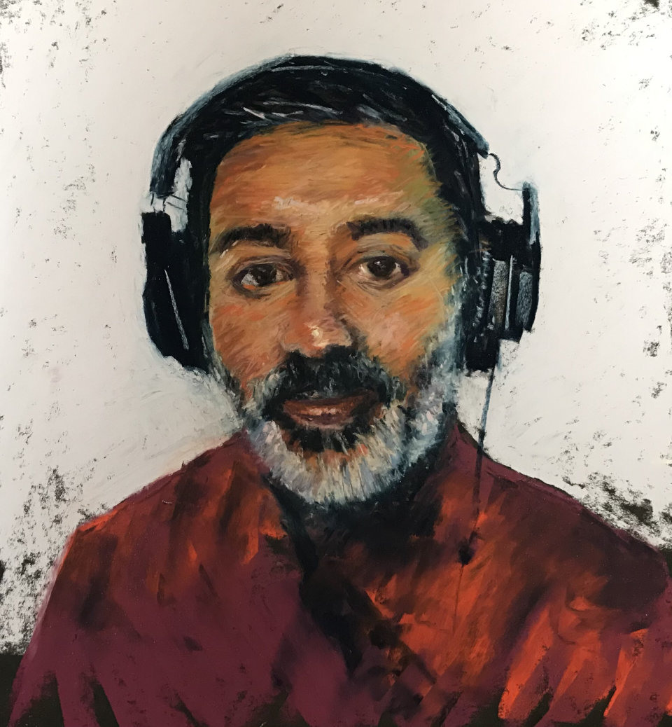 Portrait of Nihal Arthanayake, Broadcaster and DJ (pastel, mounted)
