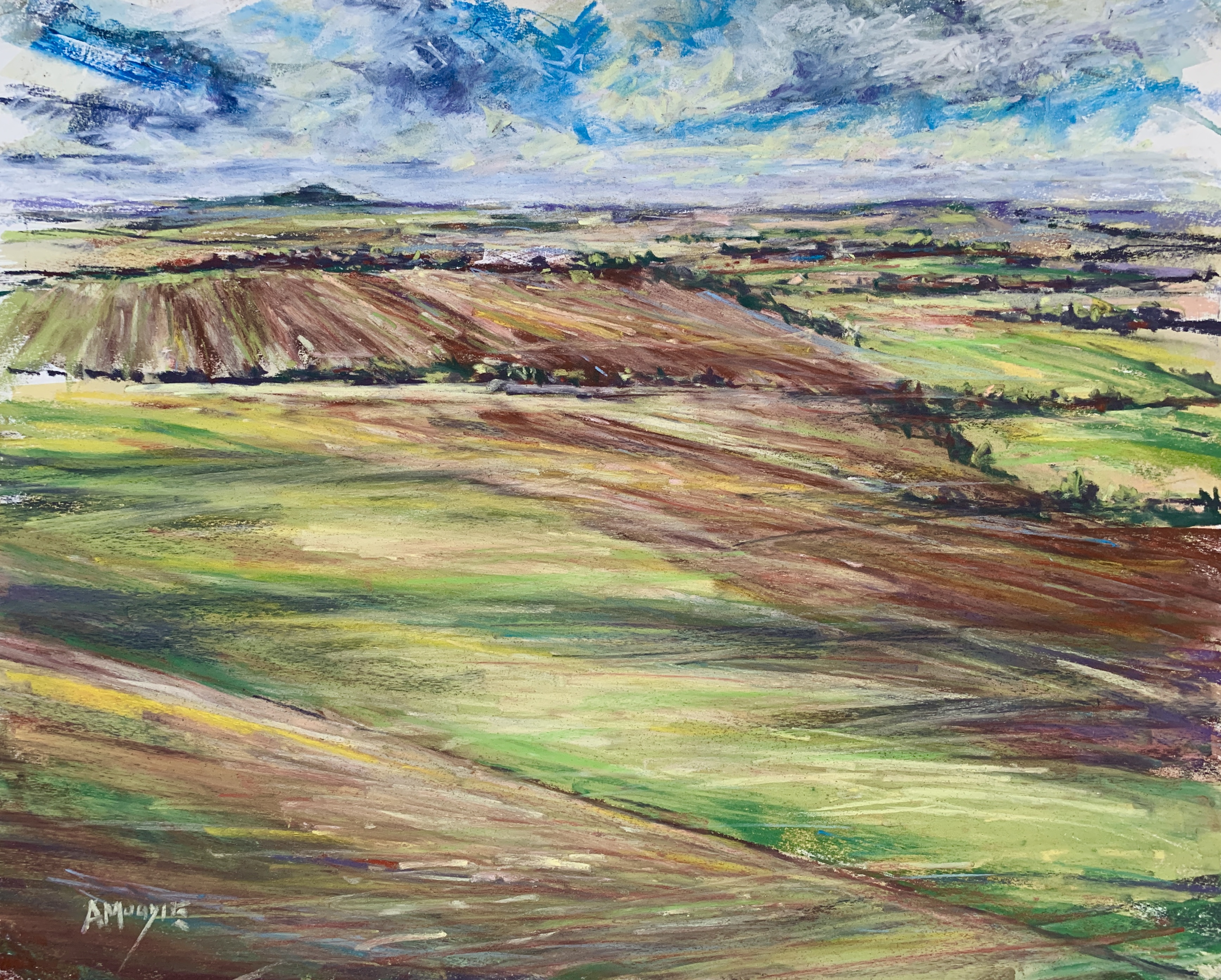 View From Knapp Hill, Wiltshire (mixed, mounted)