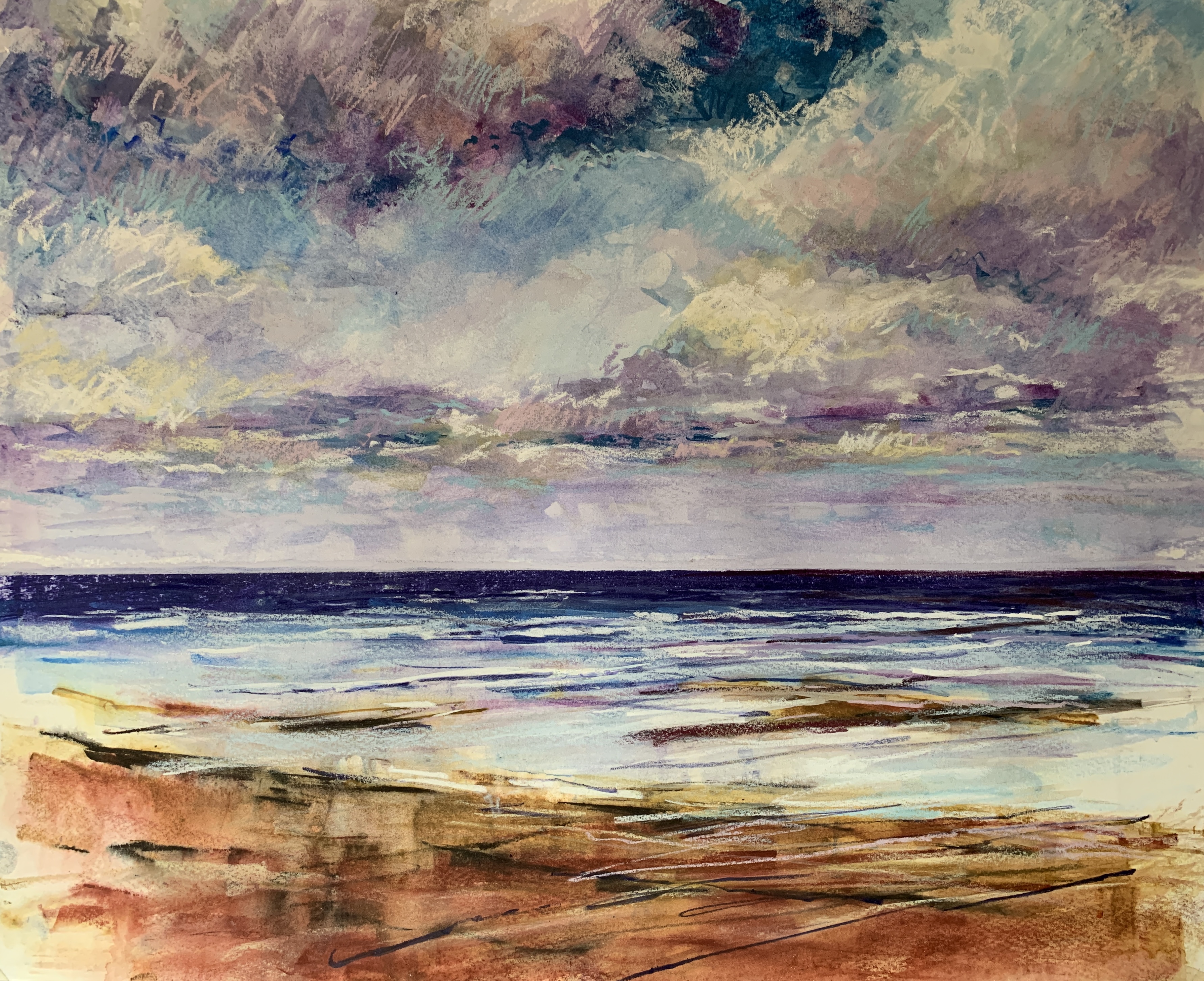 Evening Clouds (mixed media, mounted)