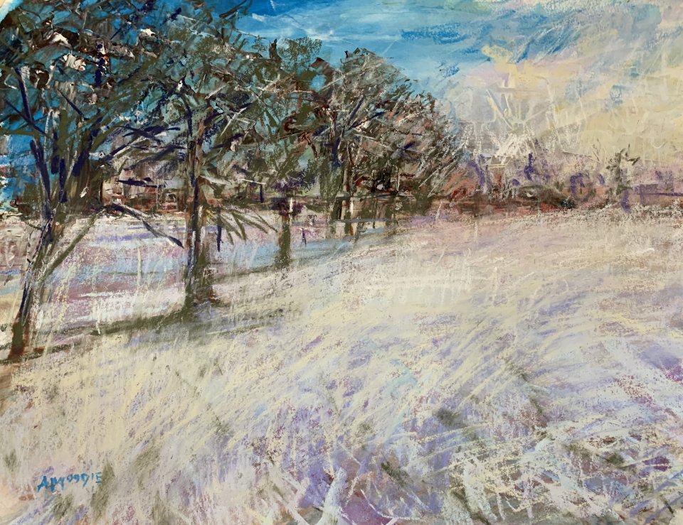 The Glow of Winter (mixed media, mounted)